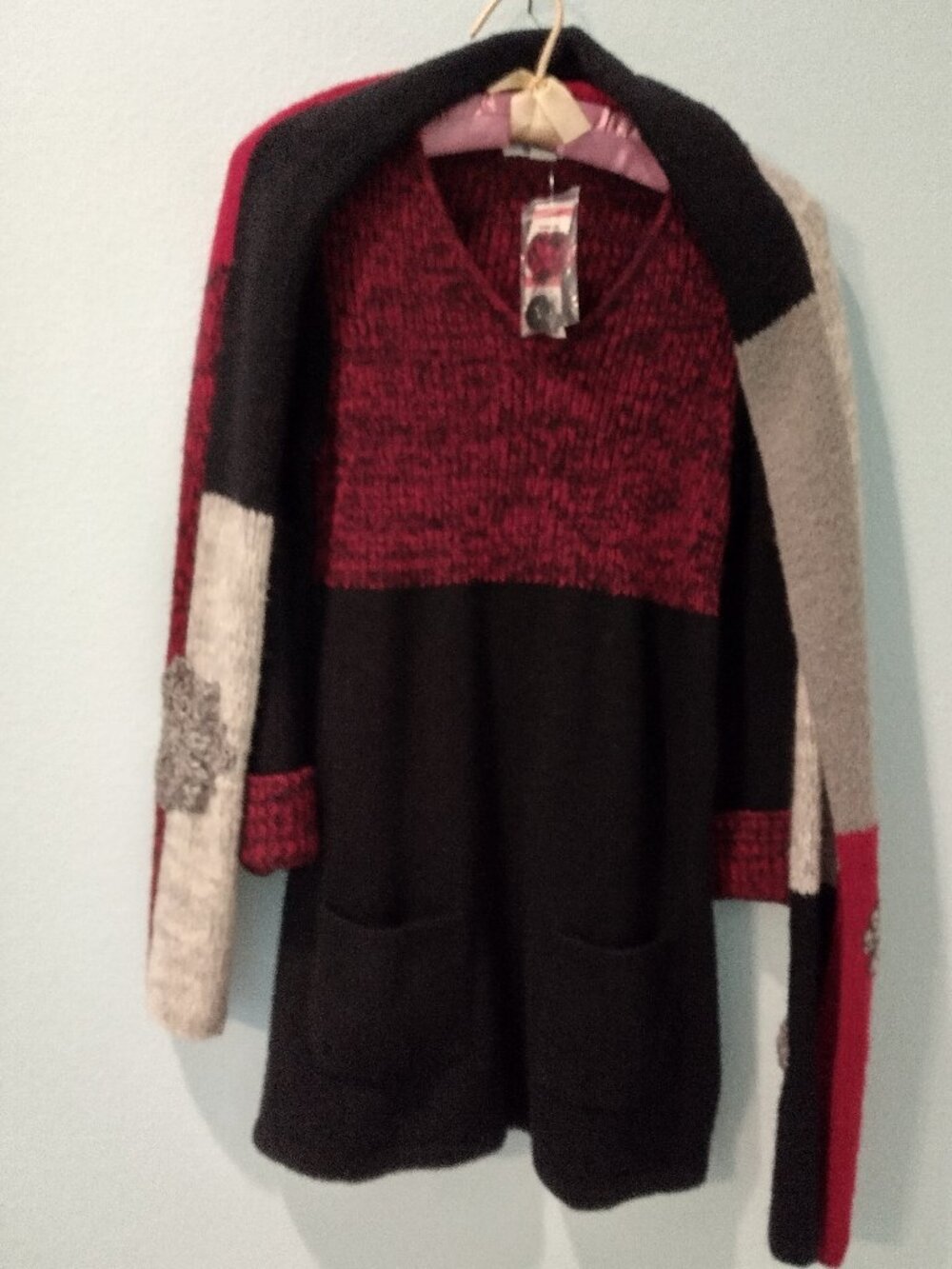 NWT Women's Style & Co. Pull Over V-neck Sweater with Attached Scarf XS